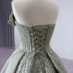 Robes de soirée pour femmes, modernes, faites à la main, sans manches, en satin, avec des paillettes et des perles, style Aline, RSM241011 - Product Image 6