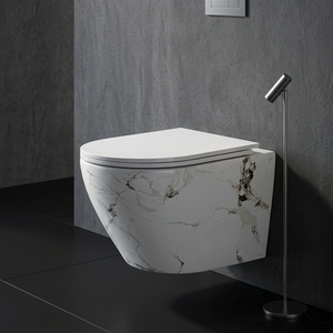 <span class=keywords><strong>WC</strong></span> suspendu mural de style luxe moderne pour salle de bain, en céramique marbrée, gain de place - Product Image 4