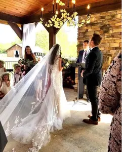 Wholesale Factory Direct Long Wedding veil Long Lace Trim Bridal Veil For Wedding 2022