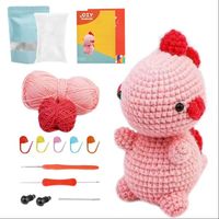 Kızlar için sıcak satış tığ kiti DIY sevimli pembe dinozor tığ kanca seti iplik toptan tığ bebek dikiş ve dokuma oyuncak