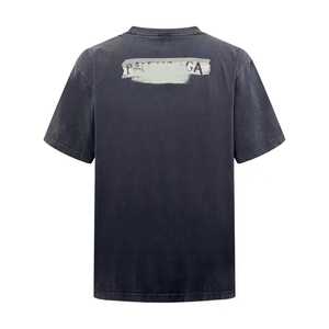 T-shirt homme gris foncé à col rond et manches courtes, coupe ample, en jersey de coton respirant, avec logo imprimé et effet délavé, idéal pour l'été - Product Image 2
