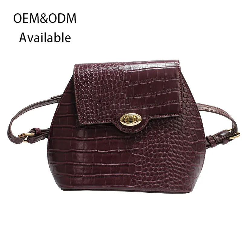 Custom Luxury Simple Crocodile Pattern Leather Fashion Crossbody Handbag Designer Ladies Shoulder Hand Tote Bag