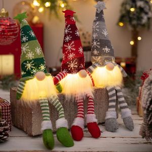 Xmas Party <b>LED</b> Hanging Faceless Santa Claus <b>Tree</b> Decoration Merry <b>Christmas</b> Ornament Long Leg Doll Knitting+PVC 33x10cm - Product Image 1