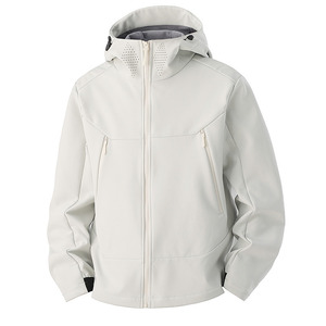 Veste softshell à capuche avec doublure intérieure unisexe, coupe-vent d'hiver, vêtements de travail, couleur unie contrastée KZ1-6678 - Product Image 4