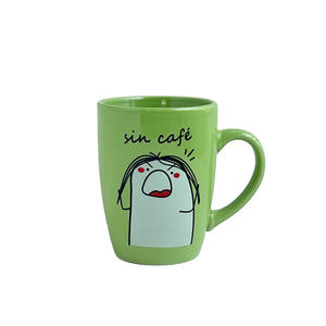 <b>Ceramic</b> Mug Cartoon Design Green Coffee <b>Cup</b> With Handle For Daily Use - Product Image 1