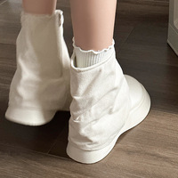 Bottes courtes froncées pour femmes, à fermeture éclair latérale, décontractées pour le quotidien, à plateforme épaisse, à bout large, style souple, OEM