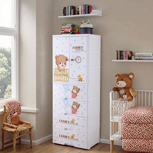 Design moderno bambino in plastica a 5 livelli armadio portaoggetti armadietto a <span class=keywords><strong>doppia</strong></span> porta con stile cartone animato per mobili camera da letto - Product Image 6