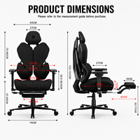 Chaise de jeu pivotante ergonomique, cadre en fer, hauteur réglable, inclinable, fonctions de massage, design moderne pour le bureau à domicile