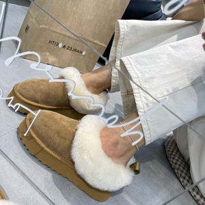 Bottes d'hiver pour femmes <span class=keywords><strong>UGG</strong></span>, nouveau <span class=keywords><strong>style</strong></span>, mocassins à bout rond, semelle épaisse, chaussures en laine augmentant la taille - Product Image 5