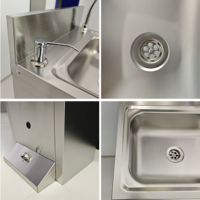 Grochoo Évier de lavage des mains à commande au pied en acier inoxydable 304/201, finition brossée mate, pour cuisine commerciale, HSFC01, prix usine direct