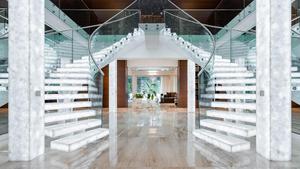 Sảnh màu trắng thép cong cầu thang thiết kế cầu thang hiện đại - Product Image 4