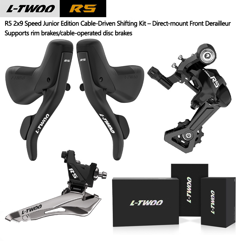 Kit de cuatro piezas negro de 2x9 velocidades - desviador delantero de montaje directo