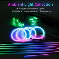 Éclairage d'ambiance dynamique pour voiture 12V F5-14, LED RGB multicolore intelligente en acrylique, 3-5W, avec poignées