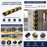 Protection d'angle en caoutchouc de 800 mm avec 4 blocs réfléchissants jaunes en forme de L pour la sécurité des murs de garage et d'entrepôt