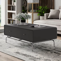 Table basse rectangulaire moderne en chêne écologique avec cadre en métal, style crème, rangement pour petit appartement, meubles de salon