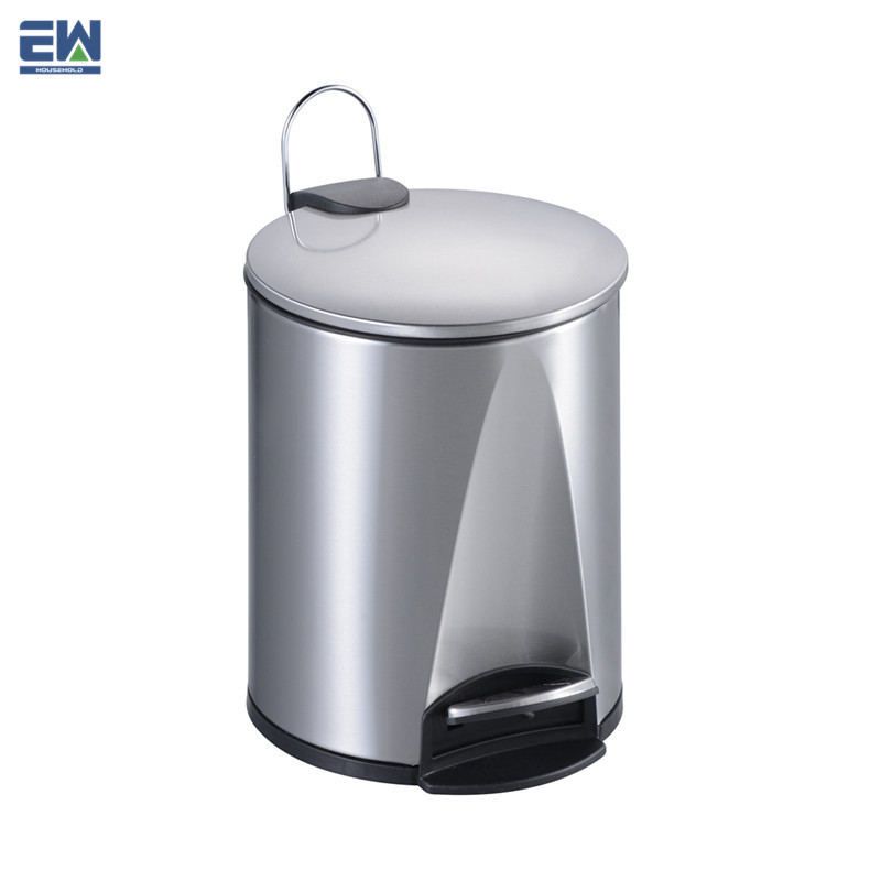 Design de mode Amazon Top Vente Poubelle À Pédale/5L Ronde En Acier Inoxydable de Stockage de Déchets Poubelle