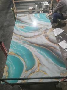 Panneaux muraux en PVC brillant, résistants au feu, imperméables et <span class=keywords><strong>anti</strong></span>-humidité, en feuille de marbre UV élégante de 3 mm, 1220x2440MM, prêts à découper - Product Image 5