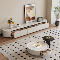 Table basse ronde moderne en bois avec rangement, style crème, pour salon, balcon, petit appartement, table d'appoint de luxe combinée