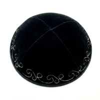 Kipá Judía de Terciopelo Negro con Bordado de Hilo Plateado, Sombrero Religioso para Hombres, Sinagoga, Boda, Bar Mitzvá, Transpirable, Tipo Gorra