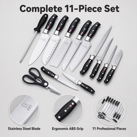 Juego de Cuchillos de Cocina de 13 Piezas, Acero Inoxidable, Cuchillo de Chef, Afilador, Tijeras, Mango Ergonómico Negro, Caja de Regalo de Lujo para el Hogar