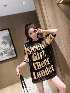 Femmes Mode Paillettes pour Sequin Steeler Robe Jersey Basketball - Product Image 4