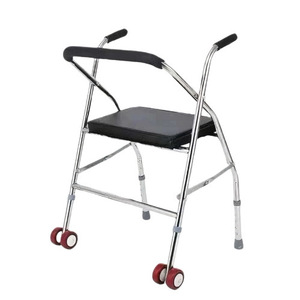 Stainless Steel Wheel Seat <b>Walker</b> Foldable Height Adjustable With Wheels For <b>Elderly</b> Rehabilitation - Product Image 5