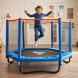 Trampoline pour enfants à usage domestique avec filet d'enceinte, barres de gymnastique réglables panier de basket bébé trampoline tapis de saut - Product Image 5