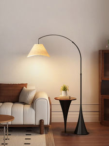 Lampadaire de style vintage avec lampe de pêche à poser près du canapé du salon, combiné à une <span class=keywords><strong>table</strong></span> basse <span class=keywords><strong>et</strong></span> une <span class=keywords><strong>table</strong></span> de chevet - Product Image 6