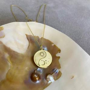 Collier Yin Yang en or massif 14K Collier soleil et lune Bijoux de yoga <span class=keywords><strong>Tai</strong></span> <span class=keywords><strong>Chi</strong></span> Collier de méditation nature pour femmes - Product Image 4