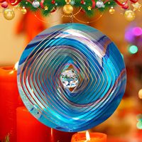 Moulin à vent en acier inoxydable 3D Mandala, boule de cristal, 12 pouces, décoration suspendue pour l'intérieur/l'extérieur, jardin, cour