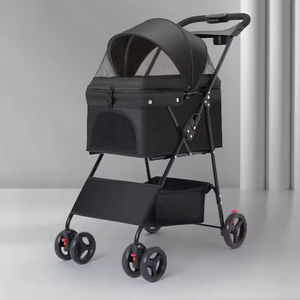 Taşınabilir <span class=keywords><strong>Pet</strong></span> seyahat arabası hafif köpek taşıyıcı tek bir tıklama ile katlanır tasarım olmayan ayrılabilir kedi seyahat sepeti yiyecek tepsisi - Product Image 3