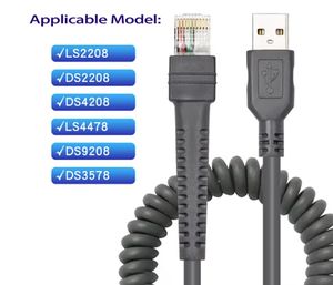 Câble spiralé rétractable <span class=keywords><strong>USB</strong></span> vers RJ45 pour scanner de codes à barres Symbol Moto Zebr LS2208 <span class=keywords><strong>DS2208</strong></span> LS4208 LS4478 DS9208 DS3578 - Product Image 2