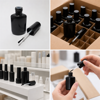 Flacon cosmétique plat noir en PE de 15 ml avec bouchon intérieur, anti-lumière, pour échantillons d'eau