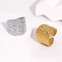 FANKE Beliebter Edelstahl Offener Ring Cooler Minimalistischer 18K Vergoldeter Wasserfester Breiter Verstellbarer Modeschmuck für Damen