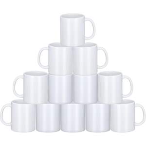 Tazas de Café de Cerámica Blanca de 11 oz, Tazas Sublimables Reutilizables, Juego de 36 para el Hogar, Diseño Minimalista - Product Image 1