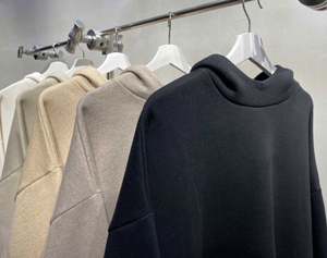 Sudadera con Capucha FO Couples Leisure Double Line 23 Cloud Series 100% Algodón Transpirable para Invierno con Letras ESS Gris Trigo - Product Image 1