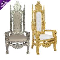 Vente en gros de chaises trône en or à dossier haut de haute qualité du roi et de la reine à un prix abordable chaise de mariage royale de luxe pour le marié et la mariée