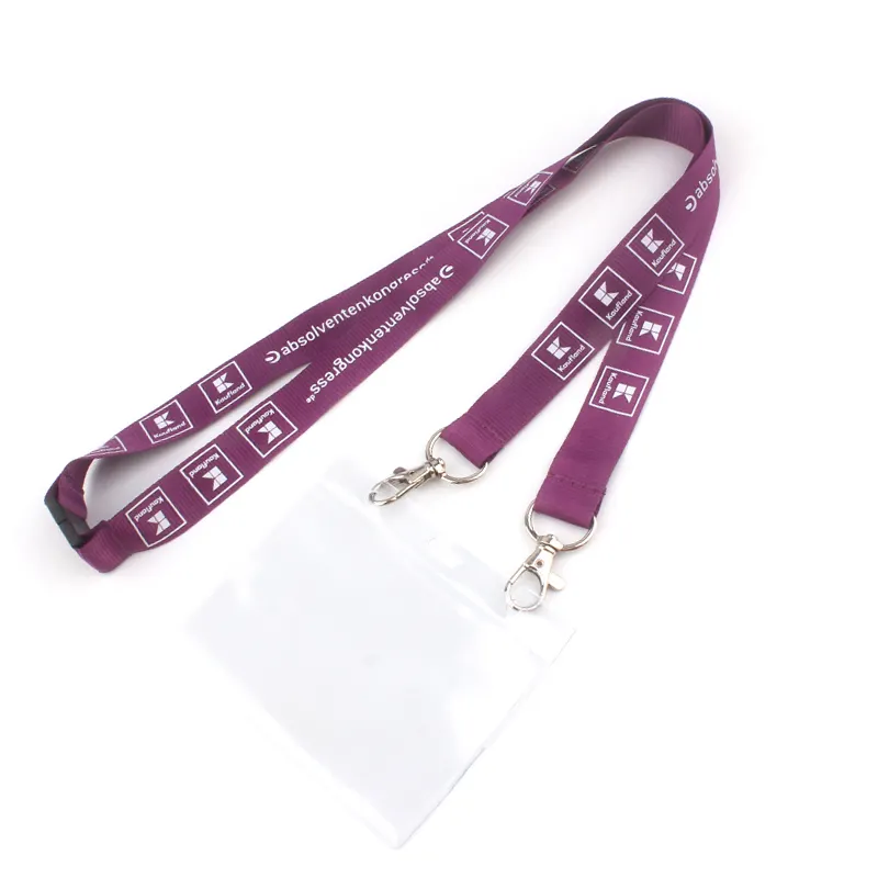 Flat Polyester Lanyard Cheap Personalize Single Sublimation Clear ID Card Holder Lanyards With Logo Custom