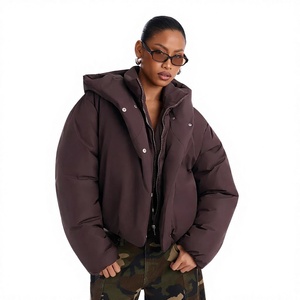 High Quality Custom Made Solid Color Hip Hop Style <b>Crop</b> <b>Puffer</b> <b>Jacket</b> With Front Zip Streetwear Lightweight Warm <b>Jacket</b> - Product Image 1