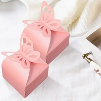 Boîte cadeau carrée en papier nacré couleur unie pour bonbons et biscuits, motif papillon, pour mariage, vente en gros