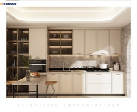 Meuble de cuisine en bois mélaminé de style moderne, vente chaude, amélioration de l'habitat, unités murales, modèle du fabricant
