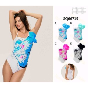 Traje de baño de una pieza HDJ, talla grande, control de abdomen, estampado, volantes, ropa de playa, traje de baño SQ66719 - Product Image 1