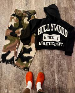 OEM người đàn ông giản dị Mohair xếp chồng lên nhau Sweatpants thời trang dạo phố Camo bùng theo dõi quần quá khổ dây rút đàn hồi eo len chất liệu - Product Image 4