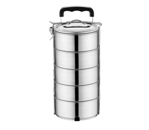 Vente en gros 16cm Chauffe-plat africain à 2 niveaux Boîte à lunch en acier inoxydable OEM Boîte personnalisée avec logo en vrac - Product Image 2