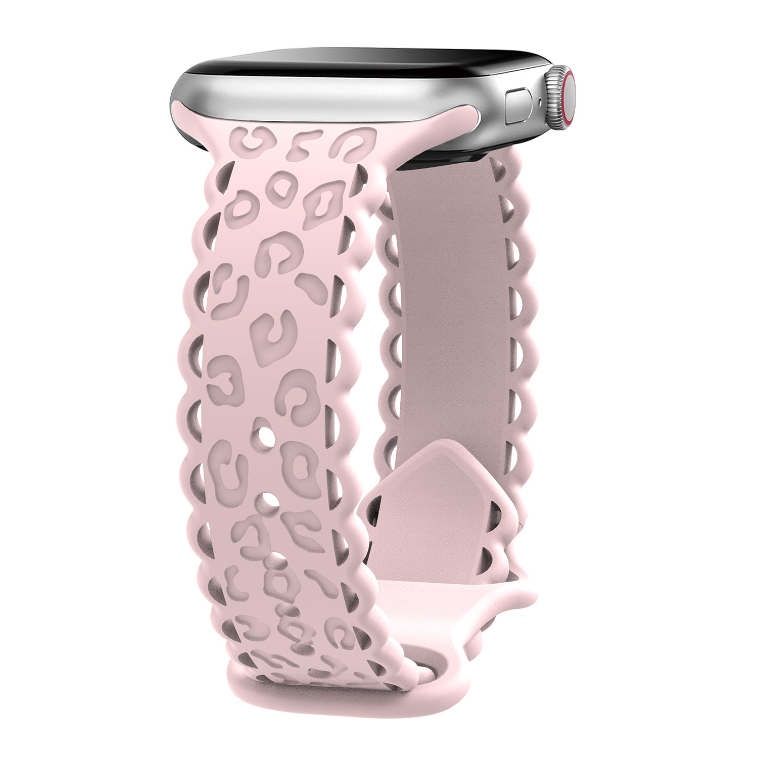 UPro Soft Watch Strap for Watch Series 9 8 7 6 Leopard Print Pattern Sport Breathable Silicone Butterfly Buckle Private