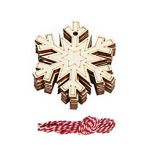 Kinder DIY Weihnachts baum Anhänger Set Holz Zeichnung Spielzeug mit Schneeflocke Glocken für festliche Dekorationen - Product Image 6