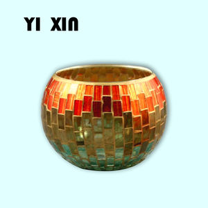 Buatan tangan kaca berwarna Modern mangkuk mosaik unik tempat lilin Votive dan lentera untuk dekorasi rumah dan pernikahan - Product Image 6