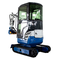 Mini-excavatrice compacte 1,8 tonne 2 tonnes bleue et blanche, excavatrice sur chenilles hydraulique avec accessoires à vendre