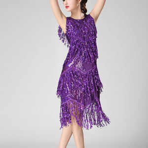 Vestido de Baile Latino para Mujer, Estilo Años 20, Sexy, con Lentejuelas y Flecos, Traje de Actuación, Atuendo de Práctica Precisa, para Competencia de Escenario - Product Image 3