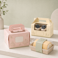 Boîte à gâteau d'anniversaire, boîte d'emballage pour pâtisserie, boîte d'emballage transparente avec fenêtre, gobelet en papier personnalisé avec impression de logo, boîte à gâteau personnalisée